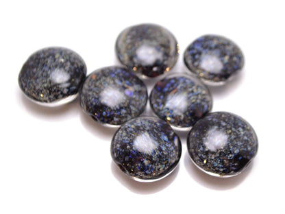 space glass beads jewelry making set beads lampwork handmade artisan lampwork lentils blue black glass beads stardust necklace beads set