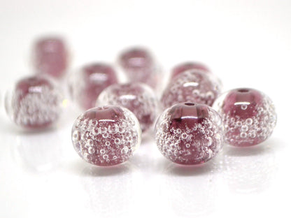Purple handmade glass bubble beads, Artisan lampwork bead set, Purple lampwork beads, Beads for bracelet, Glass bead, Jewelry beads Lampwork