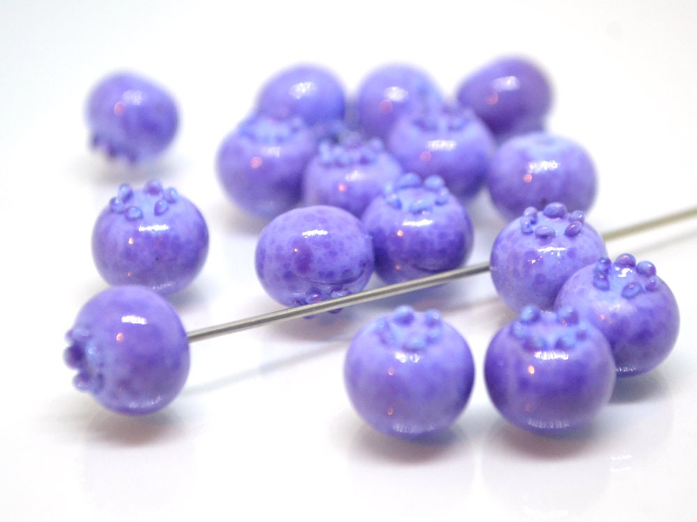Glass purple blueberry, Lampwork berry, Lavender purple glass berries, Realistic berry