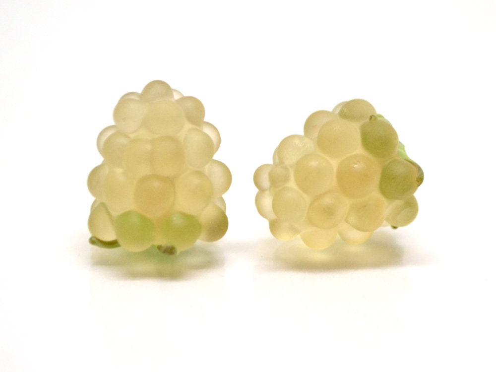 lampwork yellow raspberry, Frost glass berries, Lampwork berry, Lampwork fruit beads, Glass Raspberry