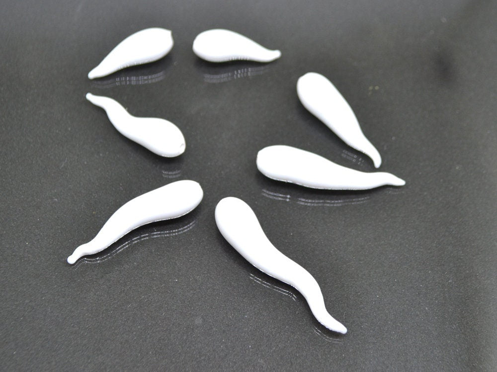 White opaque Lampwork Icicle, Icicle Glass Beads, Christmas beads, Glass Miniature Winter, Icicle pendant, Handmade lampwork, half-drilled