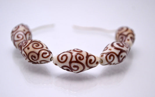handmade bead glass jewelry rhombus bead beige jewelry supplies brown design bead ivory bead artisan lampwork glass set handcrafted glass
