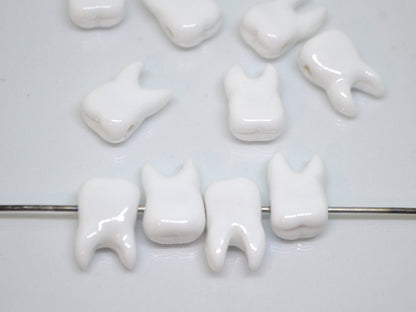Glass tooth beads, Horizontal hole, Dentist gift, Human Teeth beads, Dentist beads funny, Handmade beads, Teeth jewelry, Teeth necklace