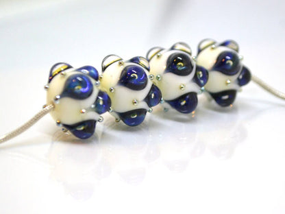blue lampwork blue white lampwork glass beads white glass beads rondelle glass bead ocean drop ocean blue glass beads ocean jewelry supply