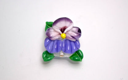 Lampwork flower bead Pansy jewelry glass bead for jewelry making summer jewelry lilac blue violet flower jewelry Floral artisan lampwork