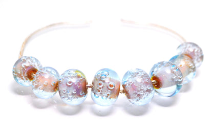 Bubbles glass bubble jewelry lampwork blue glass bubbles sky blue glass bead set artisan lampwork jewelry making bead Bubble bracelet