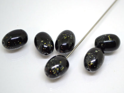 Olive lampwork beads, Black glass berry beads, Glass Olive-tree beads, Lampwork berries, Artisan lampwork, berry pendant, half-drilled beads