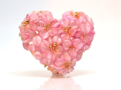 heart flower pendant glass heart pendant set of beads romantic jewelry making 3 heart pendant 3 sisters necklace floral art glass pendant