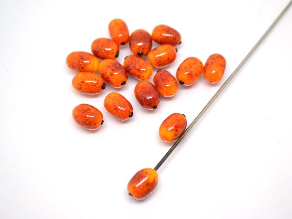 Glass sea buckthorn beads 2 pcs, Orange Glass berry, Orange lampwork beads,  Lampwork berries, Artisan lampwork, half-drilled beads