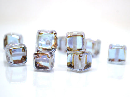 Gray lavender square beads, Dusty Purple cube beads, 12mm square beads, Gray cube beads, Dimond gray spacer beads, Gray lampwork,Murano bead