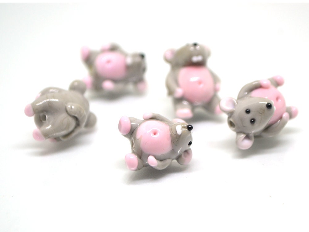 Glass Rat beads, Rat pendant charm, Tiny mouse bead, Jewelry making, Year of the rat, chinese new year, new year gift, Symbol of the year