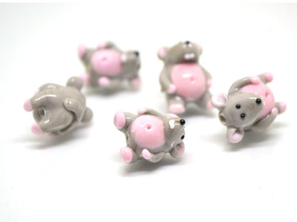 Glass Rat beads, Rat pendant charm, Tiny mouse bead, Jewelry making, Year of the rat, chinese new year, new year gift, Symbol of the year