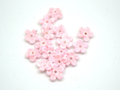 Opaque pink Mini flower beads, Pink spacer beads, Wedding lampwork, Flower bead caps, Flower applique, Tiny flowers, Small flower beads