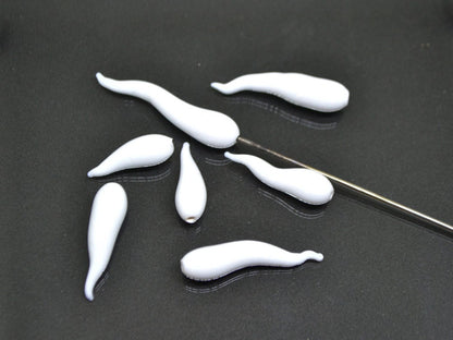 White opaque Lampwork Icicle, Icicle Glass Beads, Christmas beads, Glass Miniature Winter, Icicle pendant, Handmade lampwork, half-drilled