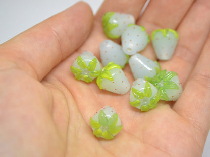 Pale blue Strawberry beads, Lampwork berry beads, Lampwork strawberry, Blue Berry beads, Artisan Lampwork, Berry jewelry, Glass berries