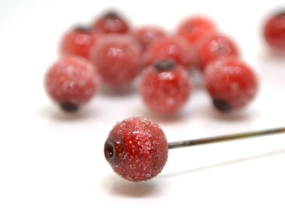 Red currant glass beads, Frost glass berries, Lampwork berry, Lampwork currant, Glass Redcurrant, half drill