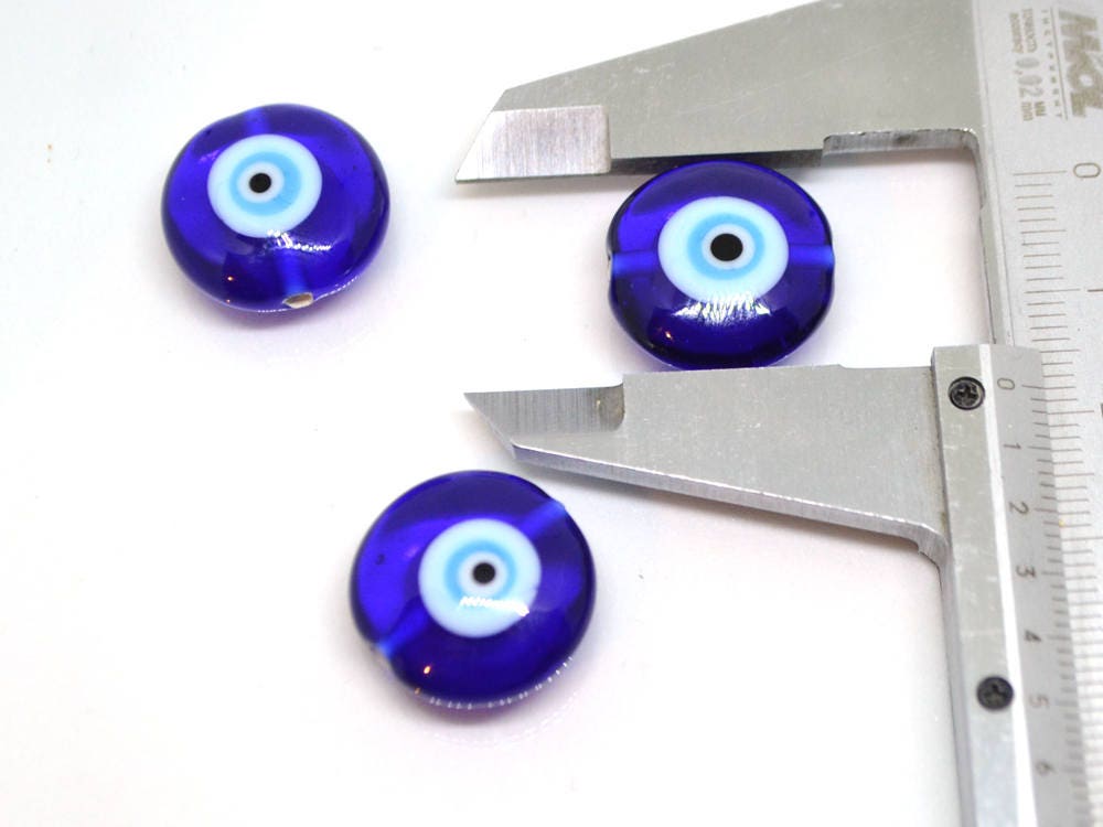 Evil Eye glass Beads protection beads murano glass lentil eye beads lampwork glass art beadwork turkish evil eye protection jewelry blue