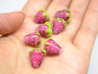 Fuchsia Strawberry glass beads, Magenta berry beads, Lampwork berry beads, Lampwork berries, Lampwork strawberry, Glass berries
