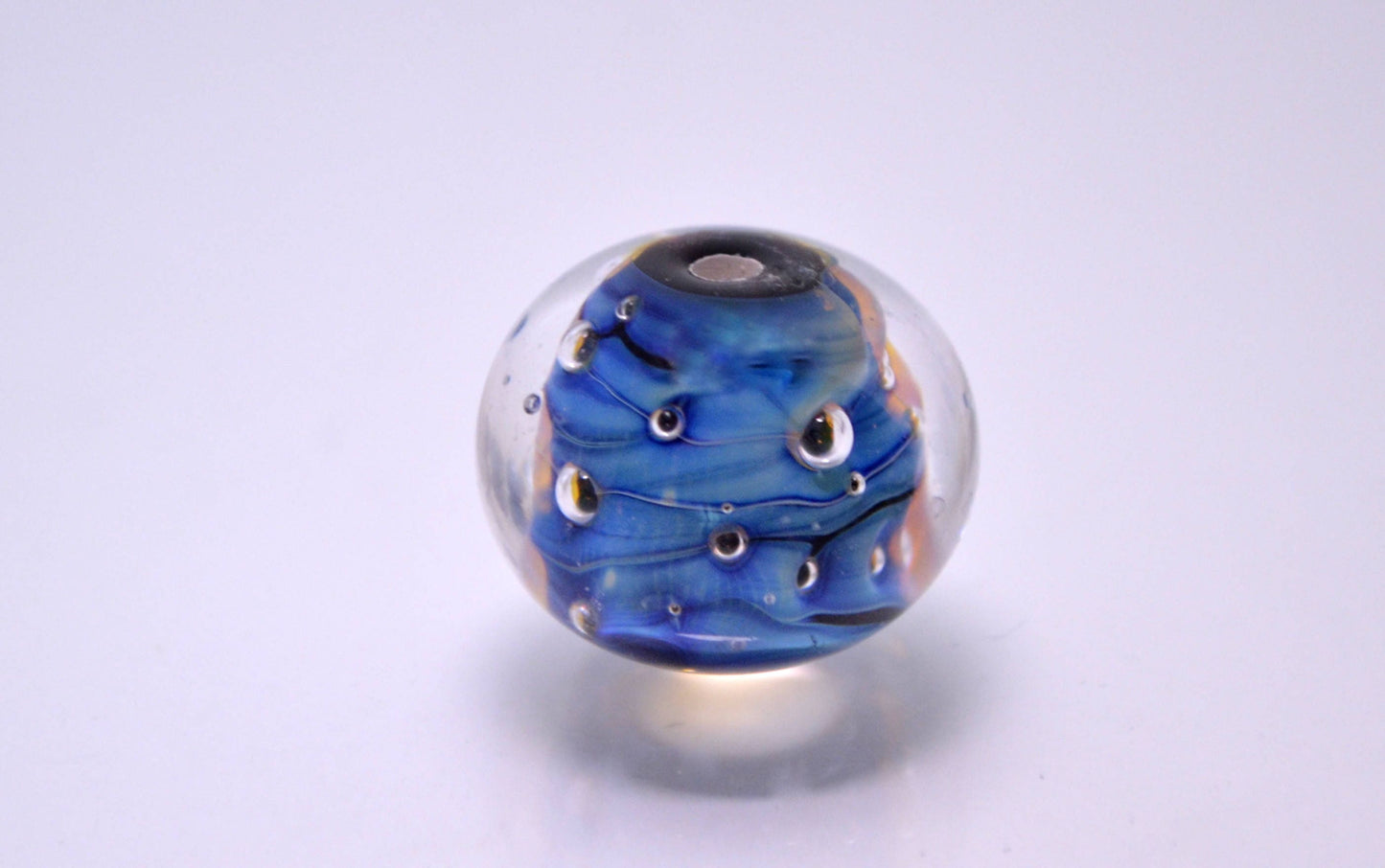 Space glass bead blue lampwork bead set artisan lampwork jewelry making bead handmade art glass bead rondelle lampwork bead bracelet making