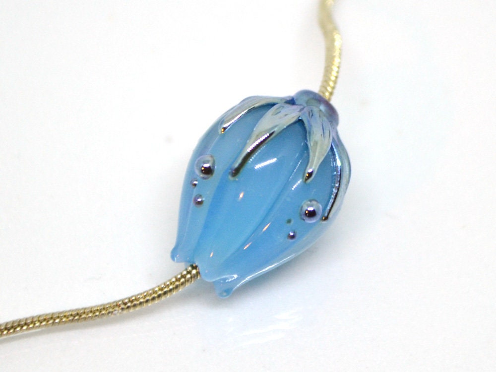 Lampwork flower beads, Blue pastel beads, Artisan lampwork, Baby blue beads, Boy blue, Floral Lampwork pendant, Jewelry making, Glass flower