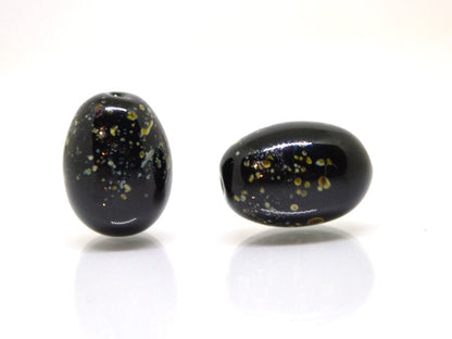 Olive lampwork beads, Black glass berry beads, Glass Olive-tree beads, Lampwork berries, Artisan lampwork, berry pendant, half-drilled beads