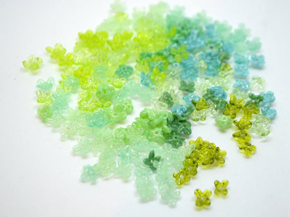 small flower beads green flowers for headband flowers tiara making mini glass flowers green glass flowers transparent frosted lampwork beads