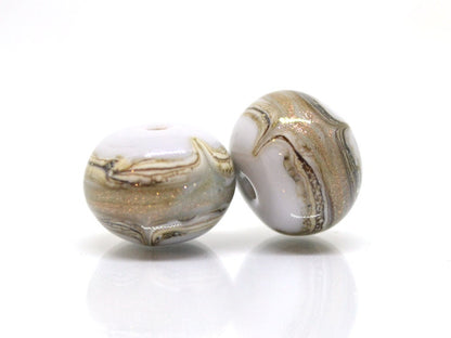 Gray Gold sand glass beads, Gray sparkle Glass beads, Handmade lampwork beads, Artisan lampwork, Rondelle beads,Lampwork Beads set,Glass art