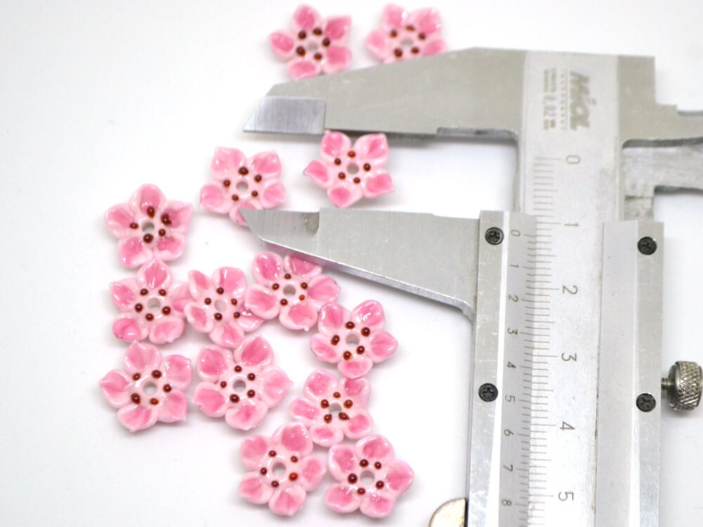 glass flower sakura flower beads floral lampwork blossom beads pink lampwork bead work floral decoration spring beads summer artisan beads