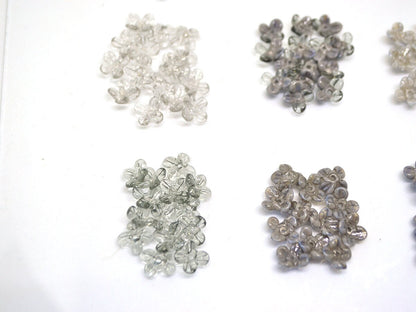Gray small flower beads, Black cute flowers for headband, White tiny flowers, mini glass flowers, transparent lampwork beads