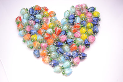 gray lampwork glass handmade bead rhombus oval bead swirl jewelry making transparent bead artisan mirror set silver texture pendant sra