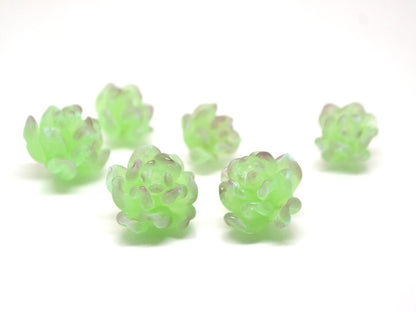 Glass succulent beads, Matte glass beads, Frosted glass beads, Home flowers,Cactus miniature,Succulent sculpture, Cacti figurine,Tiny cactus