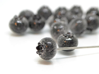 Glass black blueberry, Lampwork berry, Frost glass berries, Lampwork blueberry