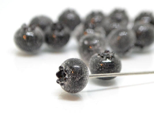 Glass black blueberry, Lampwork berry, Frost glass berries, Lampwork blueberry