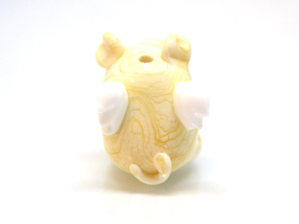 Glass flying pig beads, Lampwork pig beads with wings, Beige pig beads, Valentine's Day, Cute piggy beads