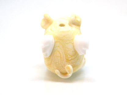 Glass flying pig beads, Lampwork pig beads with wings, Beige pig beads, Valentine's Day, Cute piggy beads