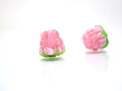 Tender pink lampwork raspberry, Glass berry beads, Lampwork raspberries, Glass fruit beads, Glass Raspberry, Lampwork berry beads