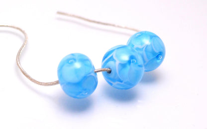 handmade blue beads lampwork bead glass aqua bead jewelry making set  artisan lampwork glass blue bubbles flower jewelry decor Murano glass