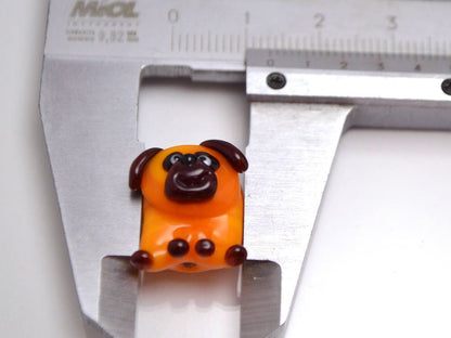 tiny glass dog pendant charm tiny dog earrings jewelry making dog kid jewelry artisan lampwork dog pug gift orange dog charm year of the dog