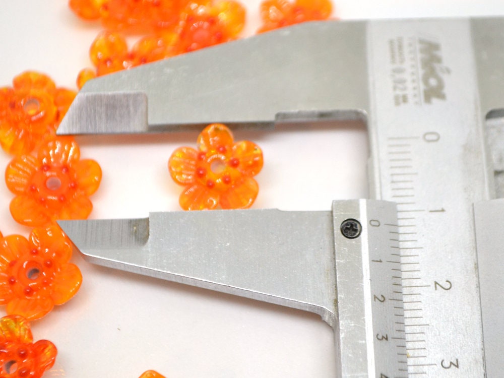 orange jewelry flower necklace making set handmade jewelry making set orange wildflower sunny orange glass beads transparent orange bright