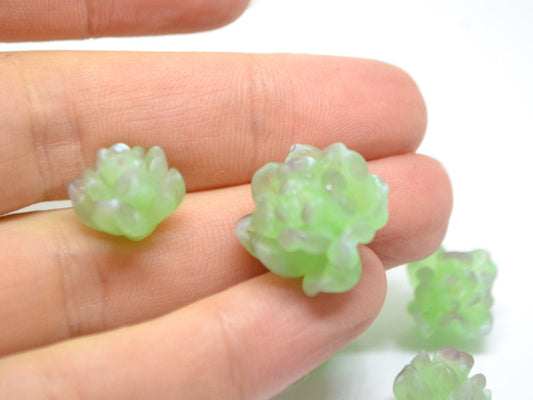 Glass succulent beads, Matte glass beads, Frosted glass beads, Home flowers,Cactus miniature,Succulent sculpture, Cacti figurine,Tiny cactus