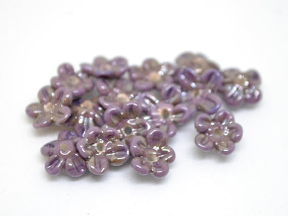 Dark lilac Mini flower beads, Purple shine beads, Small flowers, Flower embellishment, Tiny flowers, Small Tiara flowers