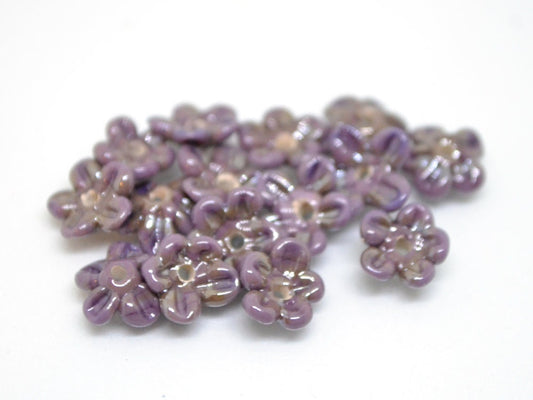 Dark lilac Mini flower beads, Purple shine beads, Small flowers, Flower embellishment, Tiny flowers, Small Tiara flowers