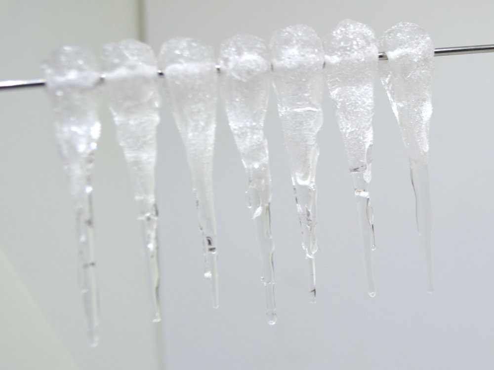 Frosted Icicle Glass Beads, Winter Lampwork, Transparent Glass beads, Xmas Lampwork, Christmas beads, Holiday beads, Artisan lampwork