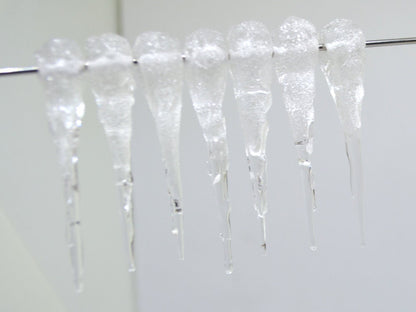 Frosted Icicle Glass Beads, Winter Lampwork, Transparent Glass beads, Xmas Lampwork, Christmas beads, Holiday beads, Artisan lampwork