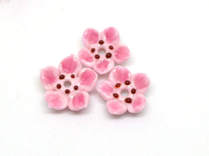 glass flower sakura flower beads floral lampwork blossom beads pink lampwork bead work floral decoration spring beads summer artisan beads