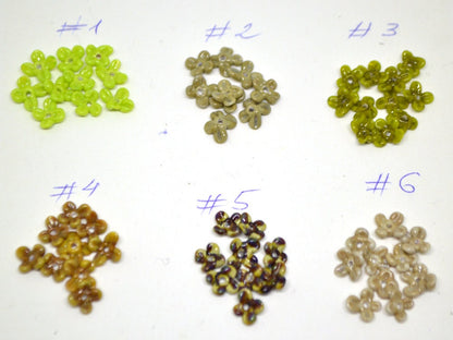 Tiny olive green flower beads, Very small flowers, Opaque glass flower, Green small flower beads, 5mm flowers, Artisan lampwork