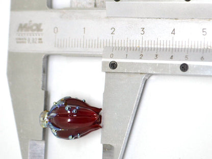 bordeaux red glass flower beads lampwork handmade beads artisan lampwork flower bead sculpture flower focal bead dark red brutalist jewelry