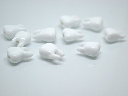 Glass tooth beads - Dentist gift- Teeth beads - Dentist beads funny - Halloween beads, Artisan lampwork, Handmade beads Teeth jewelry Human
