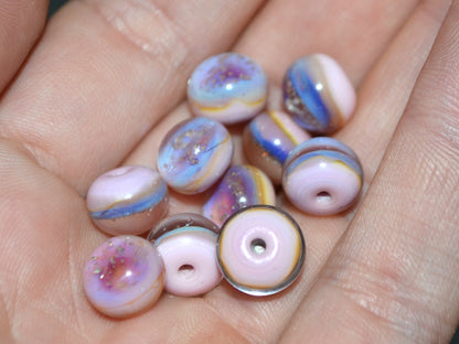 Pale pink glass universe beads, Handmade Space lampwork, Galaxy beads, Half-drilled beads, Galaxy jewelry, Artisan lampwork, Made for Order