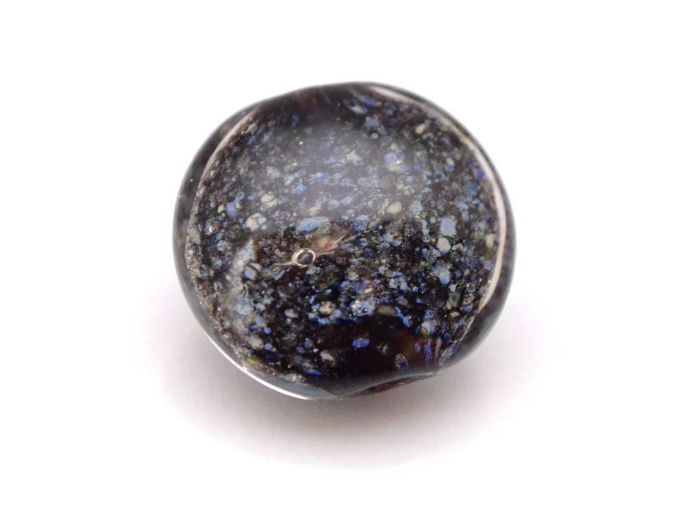 space glass beads jewelry making set beads lampwork handmade artisan lampwork lentils blue black glass beads stardust necklace beads set